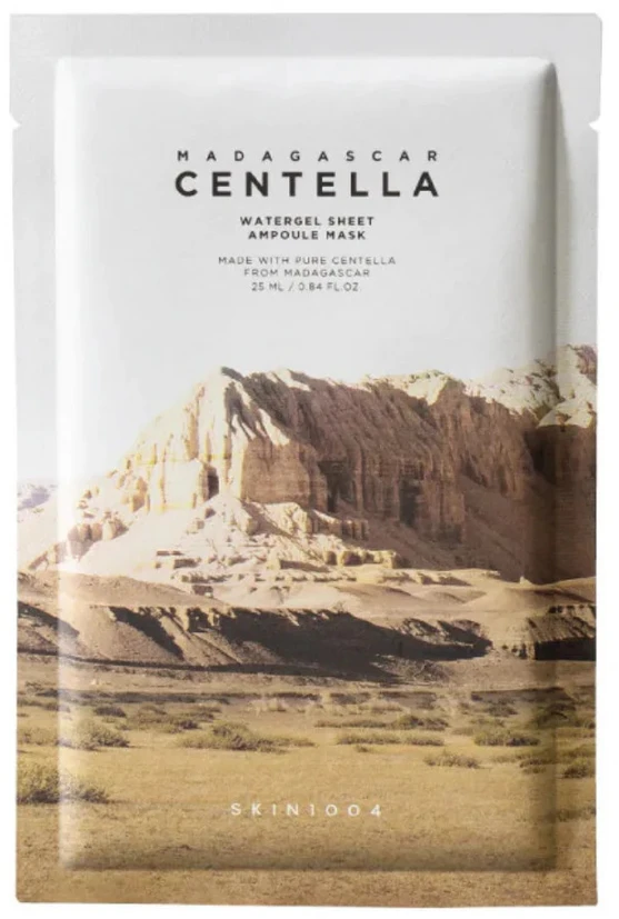 Skin1004 Madagascar Centella Watergel Ampoule Mask vandens-gelio pagrindo lakštinė veido kaukė, 25 ml