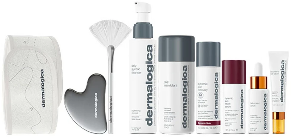 The Expertise Kit Set Dermalogica: Daily Microfoliant Exfoliating Exfoliating Powder, 74 g + Biolumin-C Illuminating Eye Serum, 15 ml + Biolumin-C Vitamin C Brightening Serum For Face, 30 ml + Dynamic Skin Retinol Anti-Wrinkle Serum For Face, 30 ml + Dail