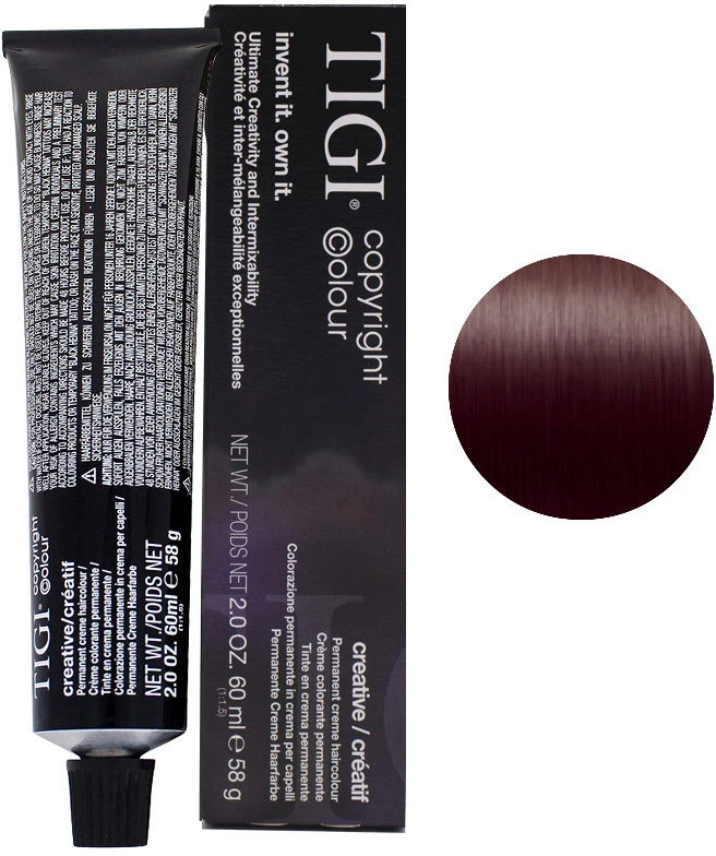 Tigi Bed Head Tigi Colour Creative ilgalaikiai plaukų dažai 4/2 vidutinio rudumo violetinė spalva, 60 ml