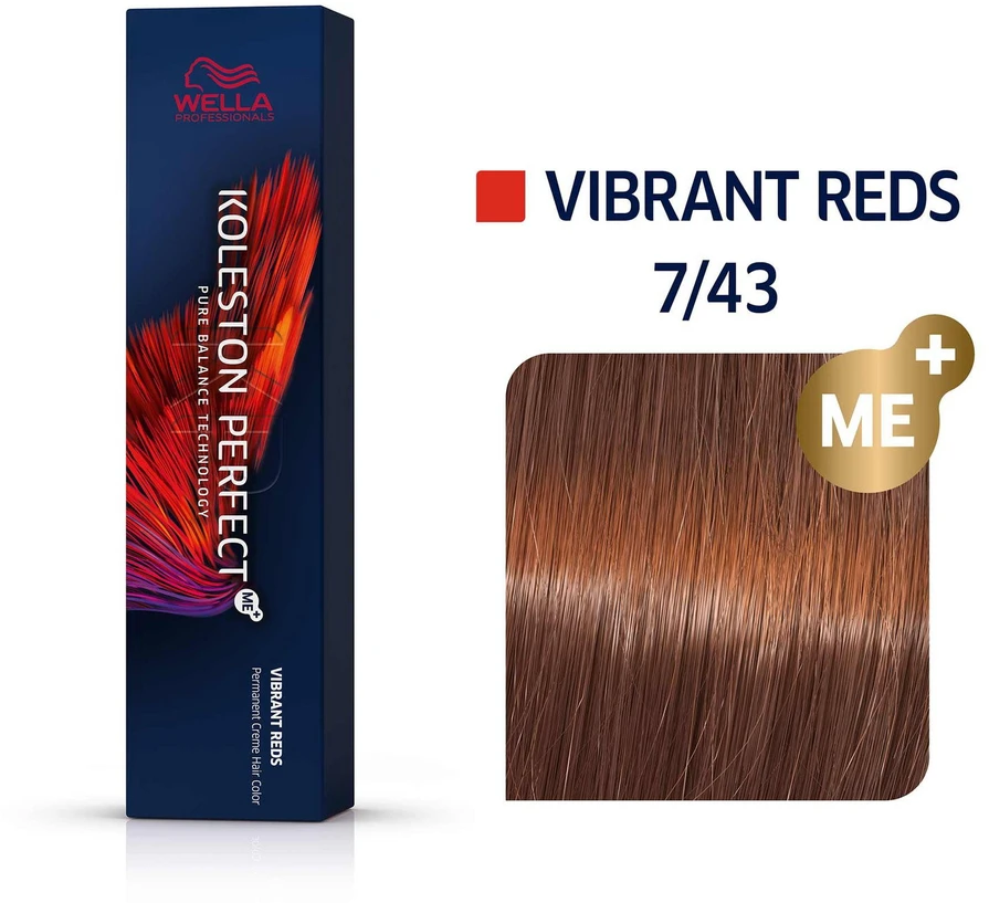 Wella Professionals Color Touch pusiau ilgalaikiai plaukų dažai be amoniako 7/43 ryškiai raudoni, 60 ml