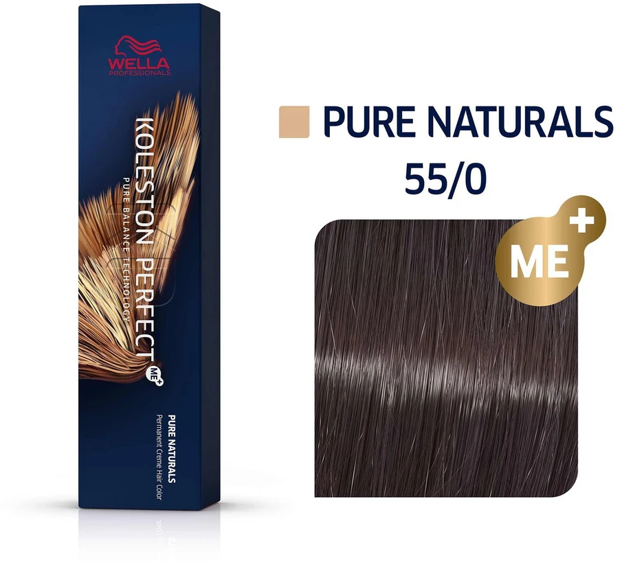 Wella Professionals Koleston Perfect Me+ ilgalaikiai plaukų dažai 55/0 šviesiai kaštoniniai natūralūs intensyvūs, 60 ml