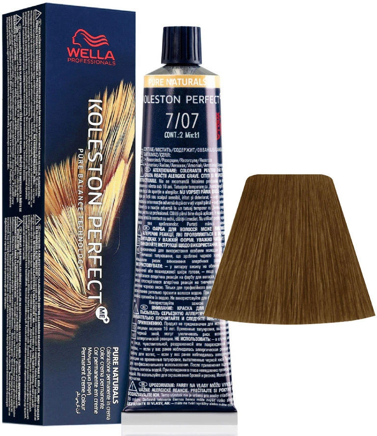 Wella Professionals Koleston Perfect Me+ Permanent Hair Dye 7/07 Medium Skirtas šviesiems plaukams Natural Chestnut, 60 ml