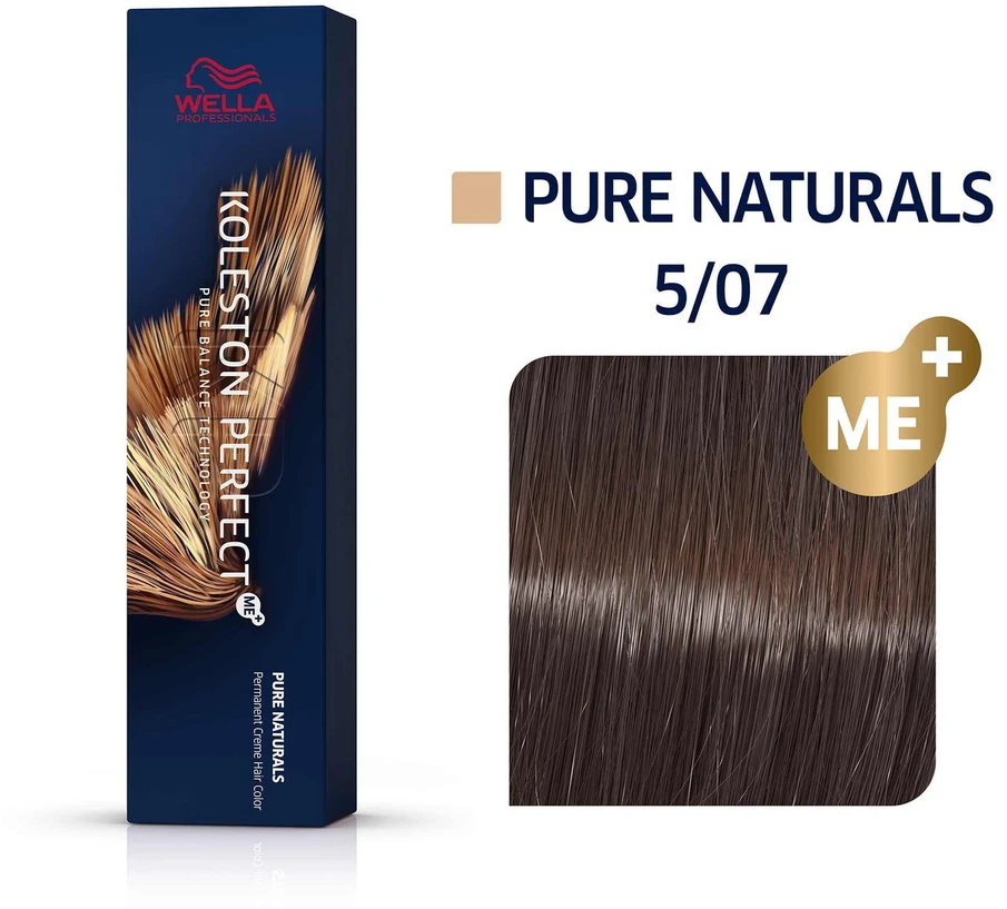 Wella Professionals Koleston Perfect Me+ ilgalaikiai plaukų dažai 5/07 šviesiai kaštoninė natūrali ruda spalva, 60 ml