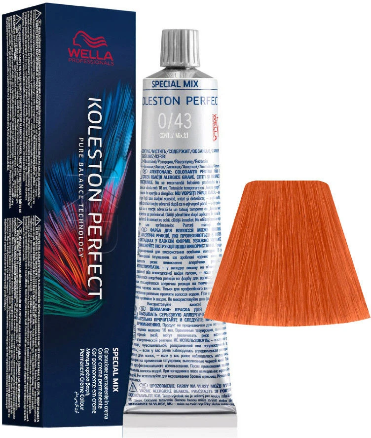 Wella Professionals Koleston Perfect Special Mix ilgalaikiai plaukų dažai 0/43 Auksinė Raudona, 60 ml