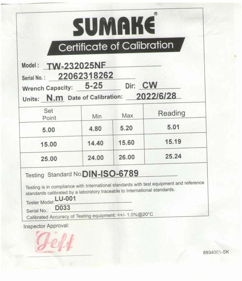 Dinamometrinis raktas 1/4" 5-25Nm SUMAKE