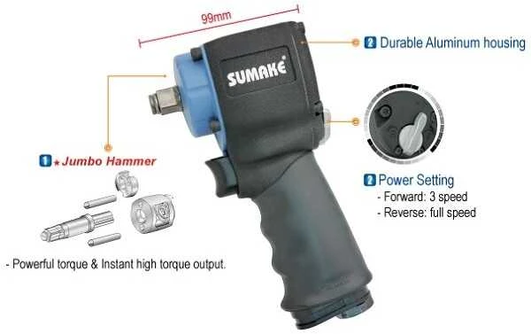 Pneumatinis smūginis veržliasukis 1/2" 678Nm SUMAKE