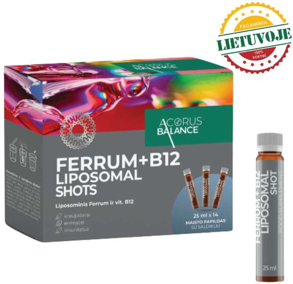 Liposomal shots FERRUM+B12, 14 vnt.
