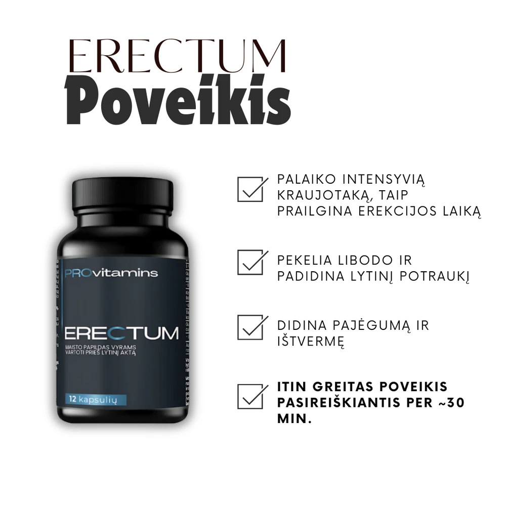 Provitamins ERECTUM Maisto papildas vyrams 12 kaps. (Prieš lytinį aktą)
