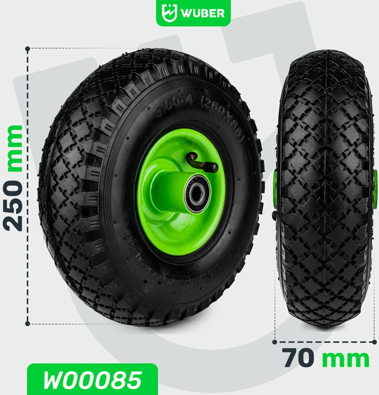 10 colių karučio ratas su 100 kg vidine kamera Wuber