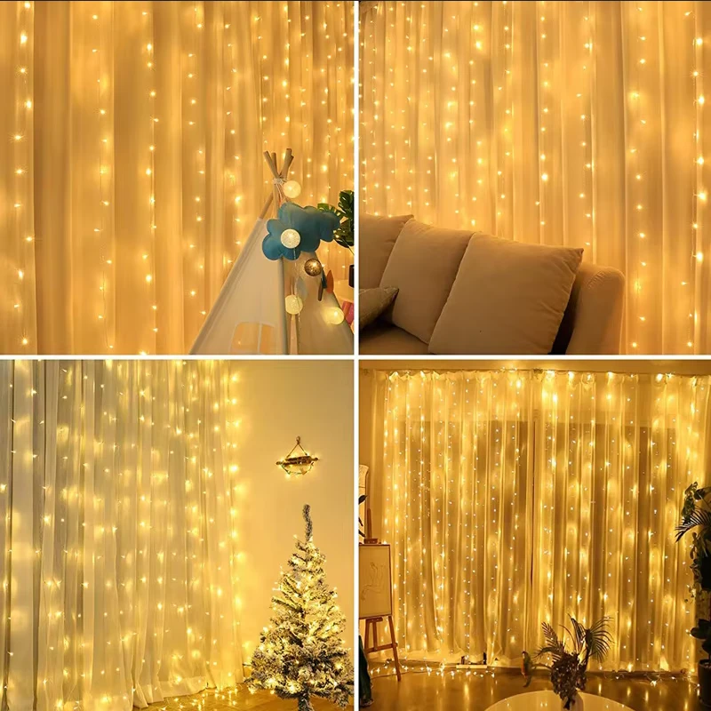 Led užuolaida 3x3, 300 led šiltai balta
