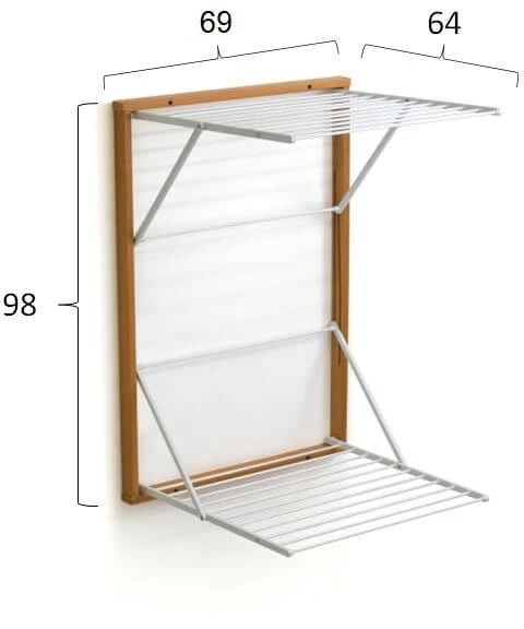 Arredamenti Italia ARREDAMENTI KORAL Sieninė drabužių džiovykla - 98 x 69 cm, Ruda