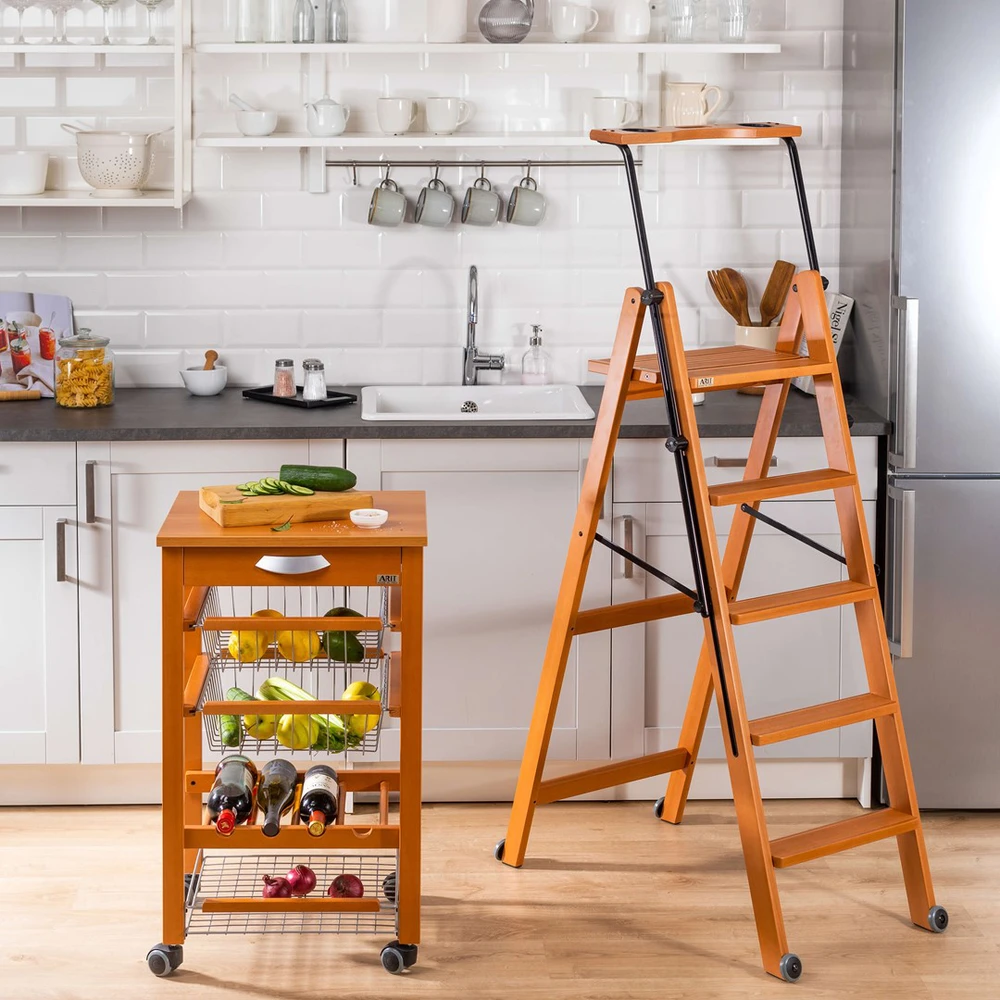 Arredamenti Italia ARREDAMENTI TUSCANIA 5 Medinės kopėčios - 182 x 50 cm, ruda