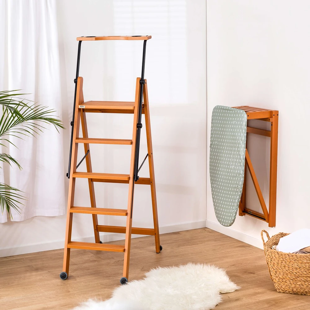 Arredamenti Italia ARREDAMENTI TUSCANIA 5 Medinės kopėčios - 182 x 50 cm, ruda