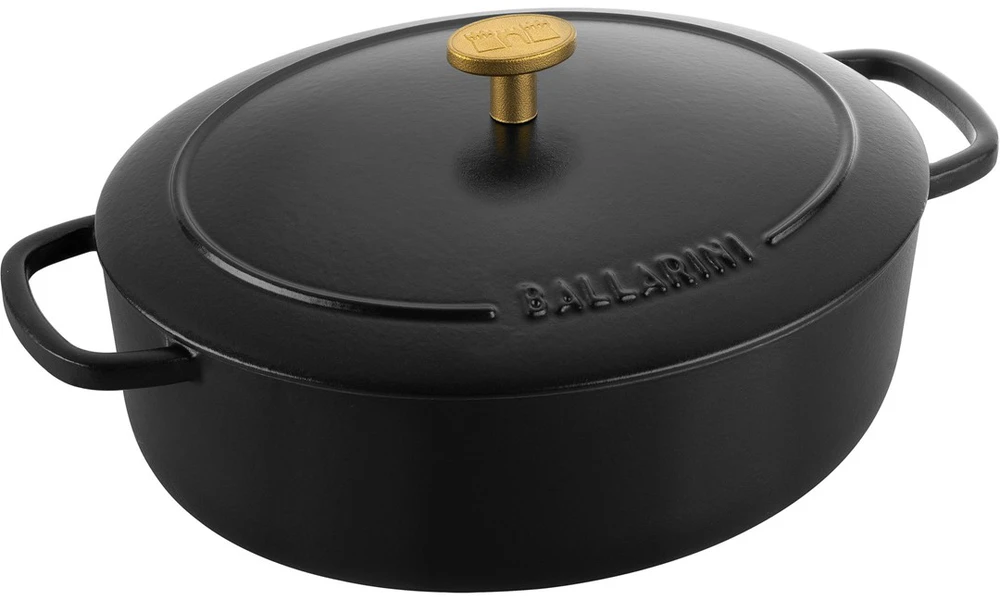 Ballarini Bellamonte ovalus ketaus puodas - juodas, 2,2 ltr