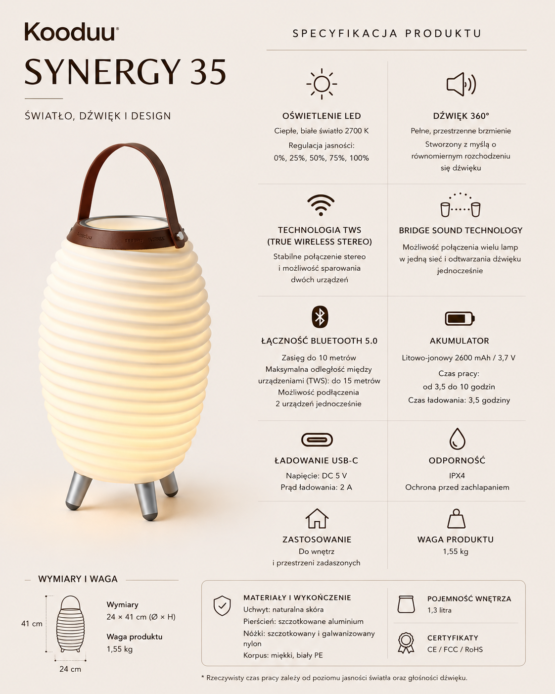 KOODUU SYNERGY 35 LED lempa su garsiakalbiu ir gėrimų aušintuvu - 41 x 24 cm, balta aprašymas - Prekės nuotrauka KOODUU SYNERGY 35 LED lempa su garsiakalbiu ir gėrimų aušintuvu - 41 x 24 cm, balta aprašymas - Prekės nuotrauka