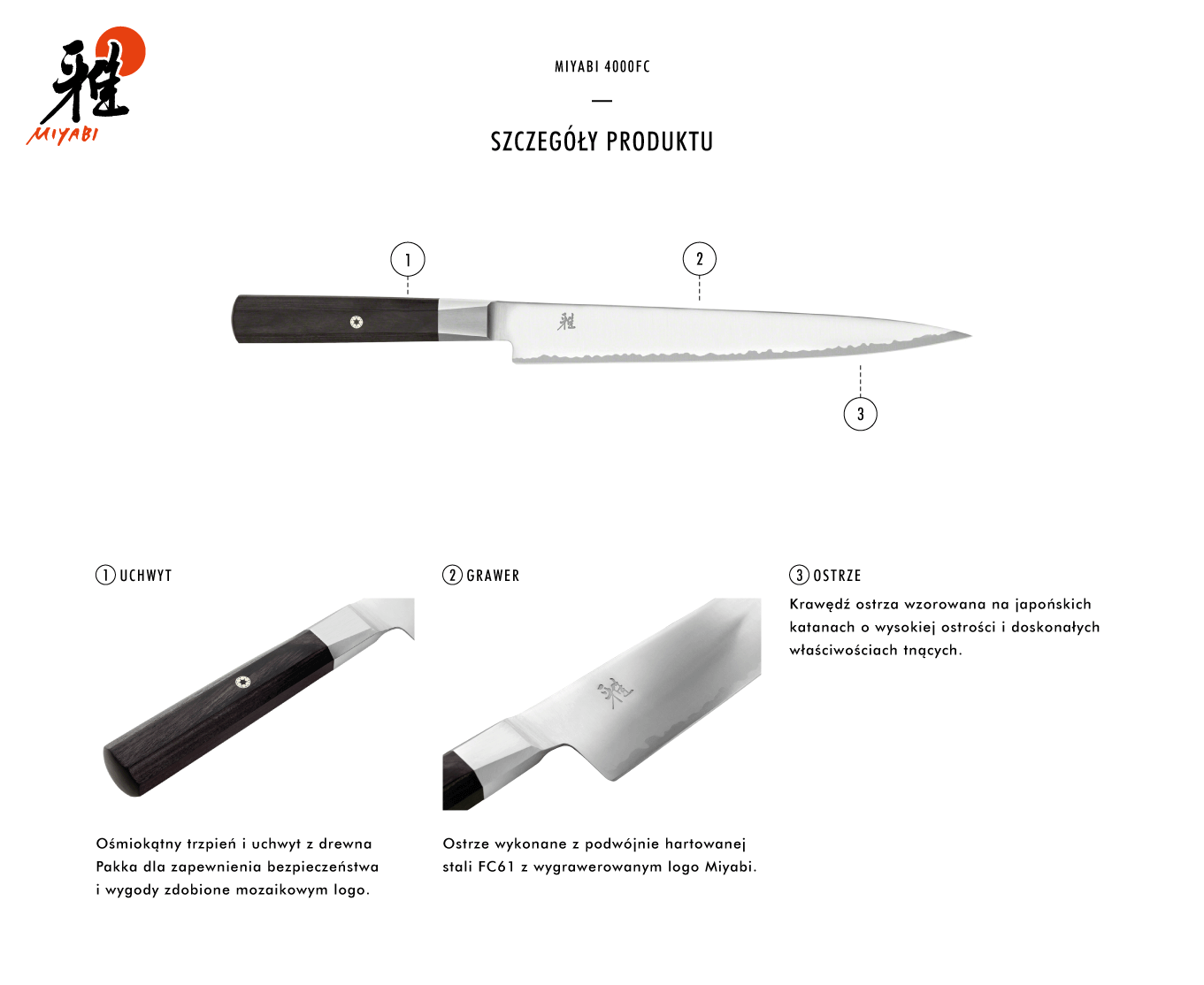 Zwilling MIYABI 4000FC Sujihiki peilis 24 cm aprašymas - Prekės nuotrauka