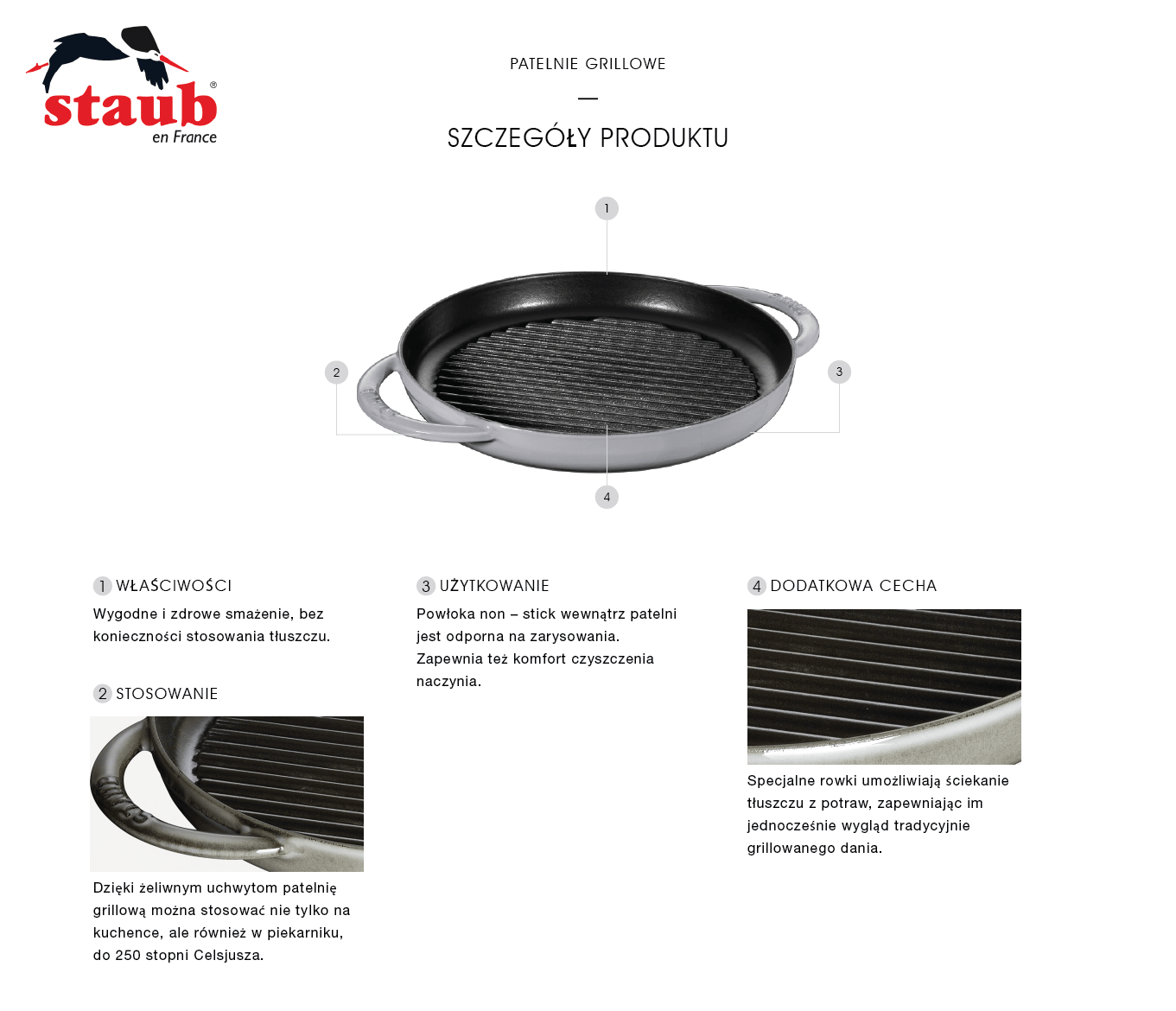 STAUB Apvali ketaus grilio keptuvė su dviem rankenomis, 22 cm, juoda aprašymas - Prekės nuotrauka
