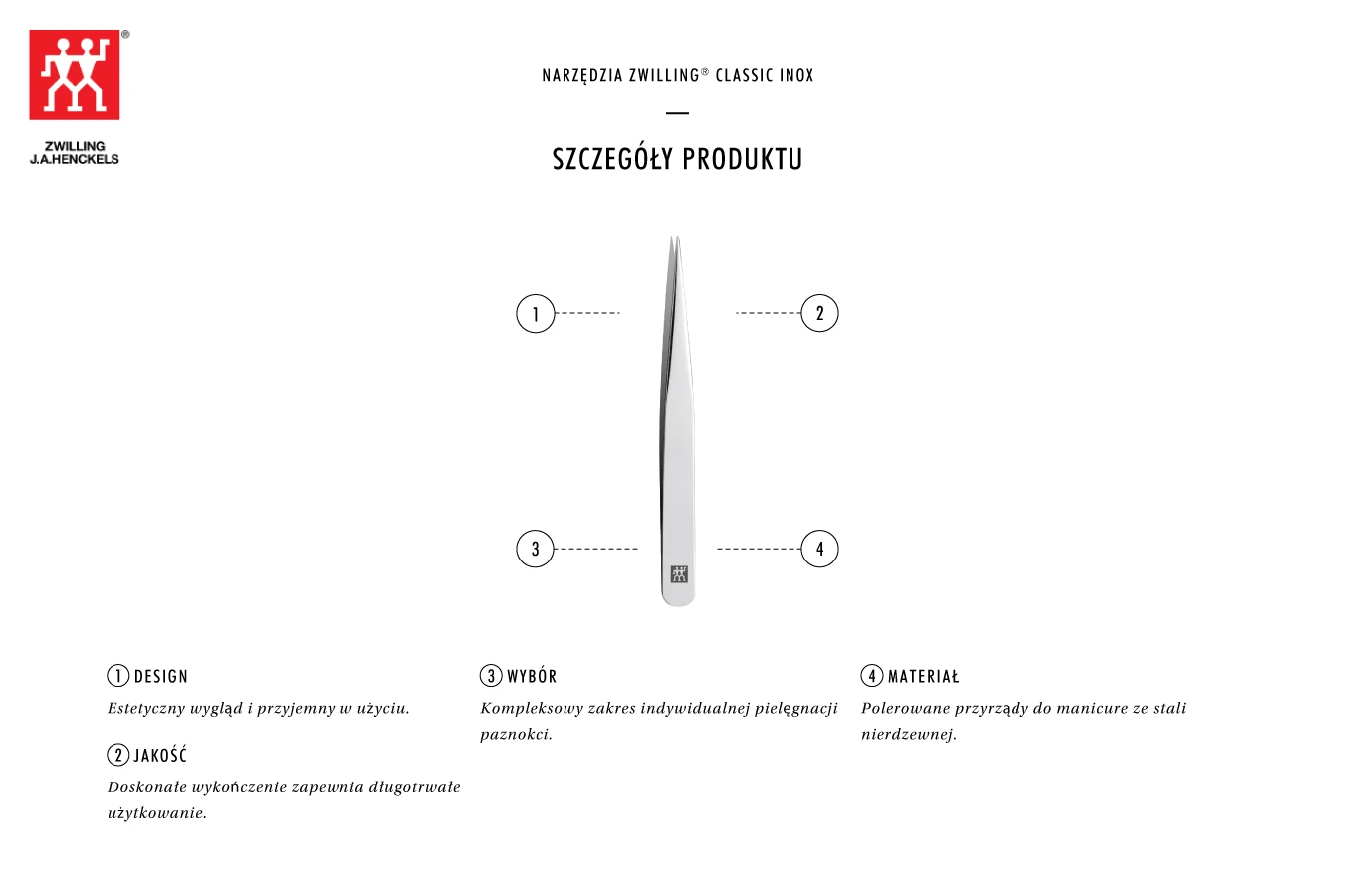 ZWILLING CLASSIC INOX Pęseta ostra 9 cm aprašymas - Prekės nuotrauka ZWILLING CLASSIC INOX Pęseta ostra 9 cm aprašymas - Prekės nuotrauka