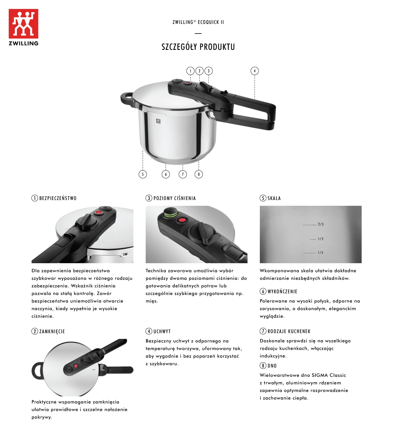 Slėginė viryklė ZWILLING ECOQUICK II 64243-622-0 aprašymas - Prekės nuotrauka