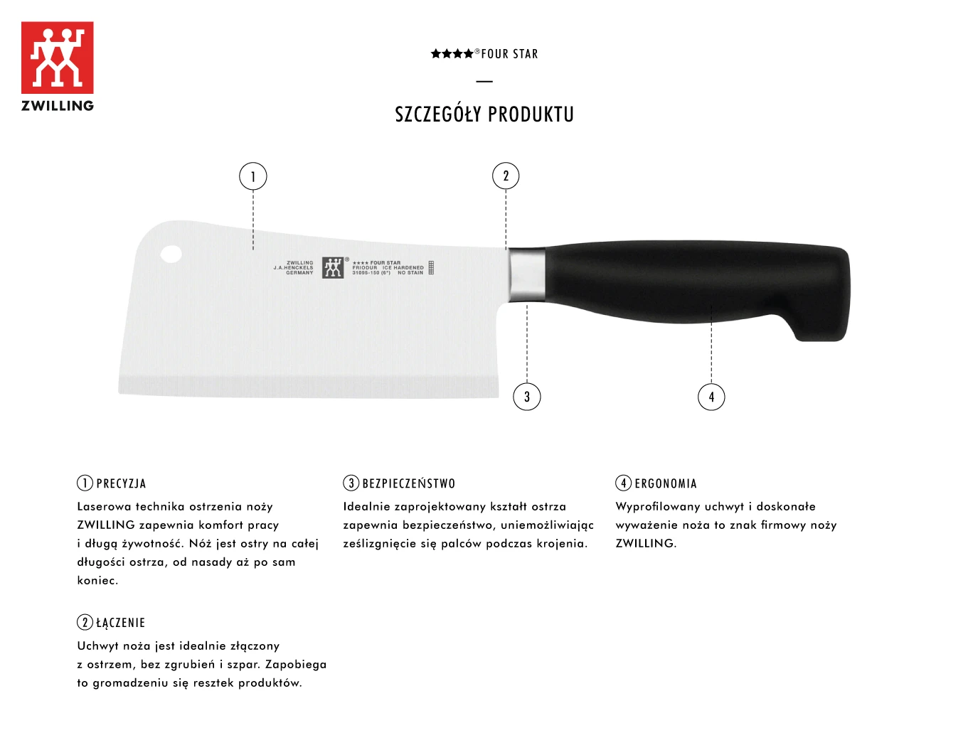 ZWILLING FOUR STAR Tasak 15 cm aprašymas - Prekės nuotrauka