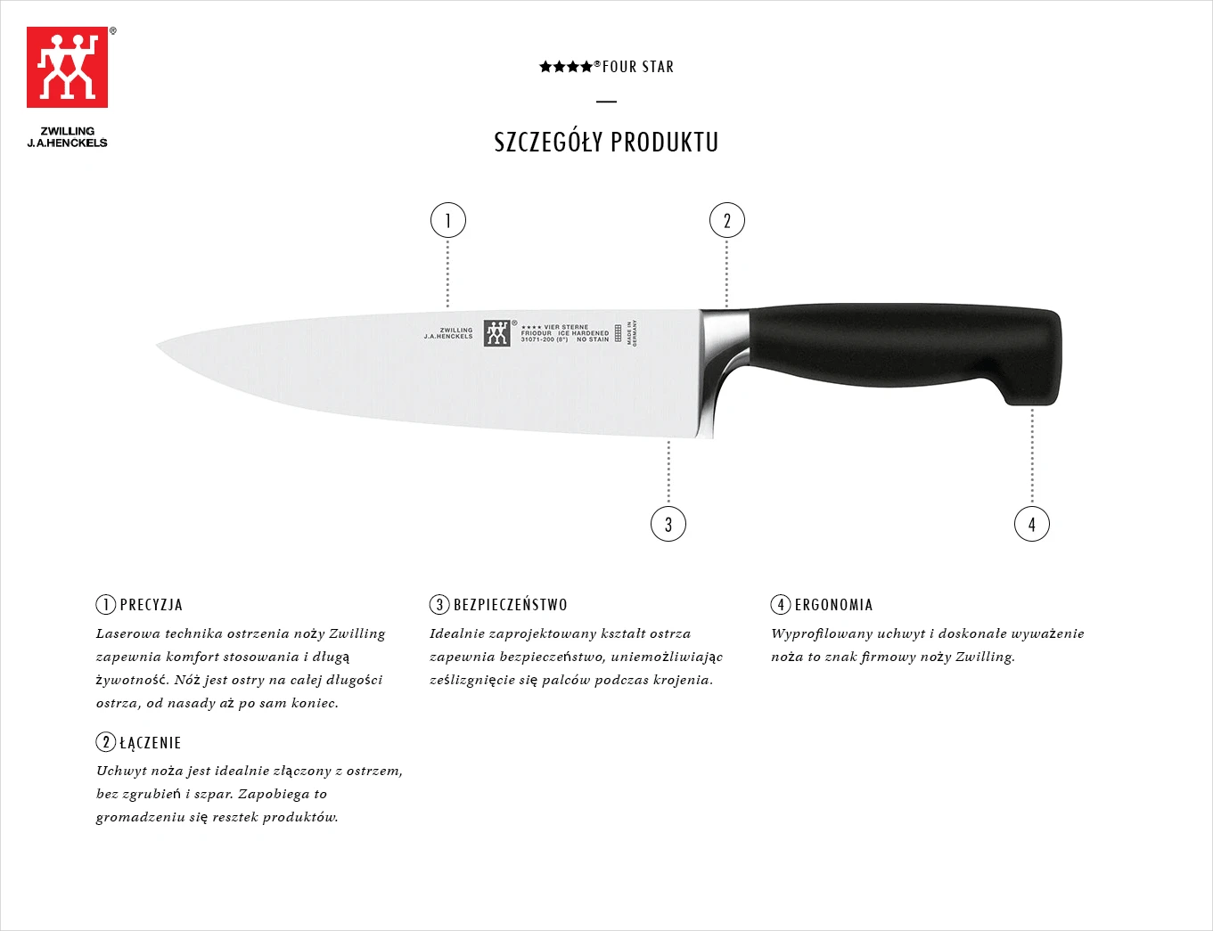 Peilis Set ZWILLING Vier Sterne 35068-003-0 (bread peilis, chef peilis, Peilis block, peilis for peeling fruits ir daržovės, aprašymas - Prekės nuotrauka Peilis Set ZWILLING Vier Sterne 35068-003-0 (bread peilis, chef peilis, Peilis block, peilis for peeling fruits ir daržovės, aprašymas - Prekės nuotrauka