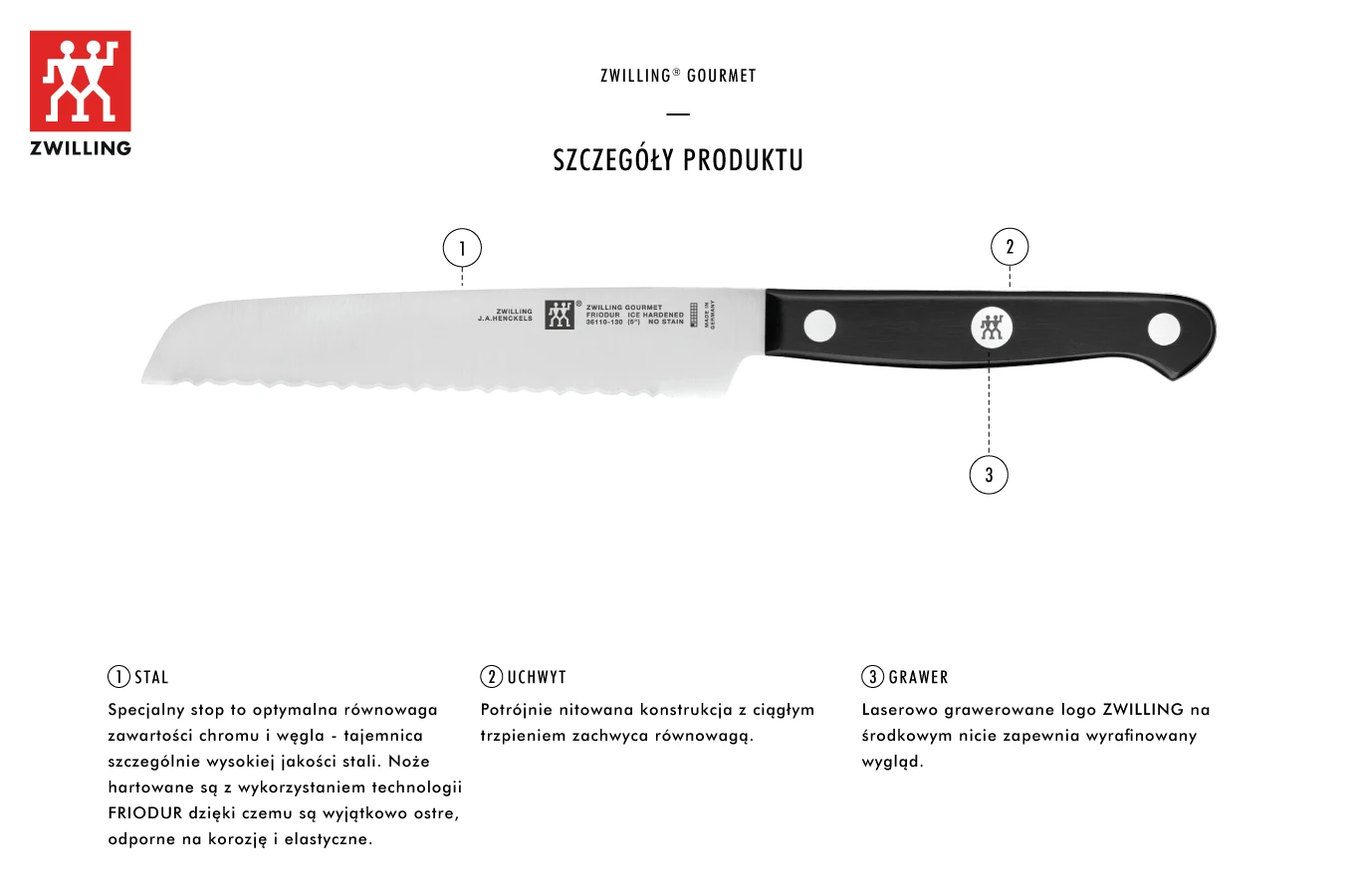 Zwilling Nóż universalus su ząbkami 15.1 Zwilling Gourmet aprašymas - Prekės nuotrauka Zwilling Nóż universalus su ząbkami 15.1 Zwilling Gourmet aprašymas - Prekės nuotrauka