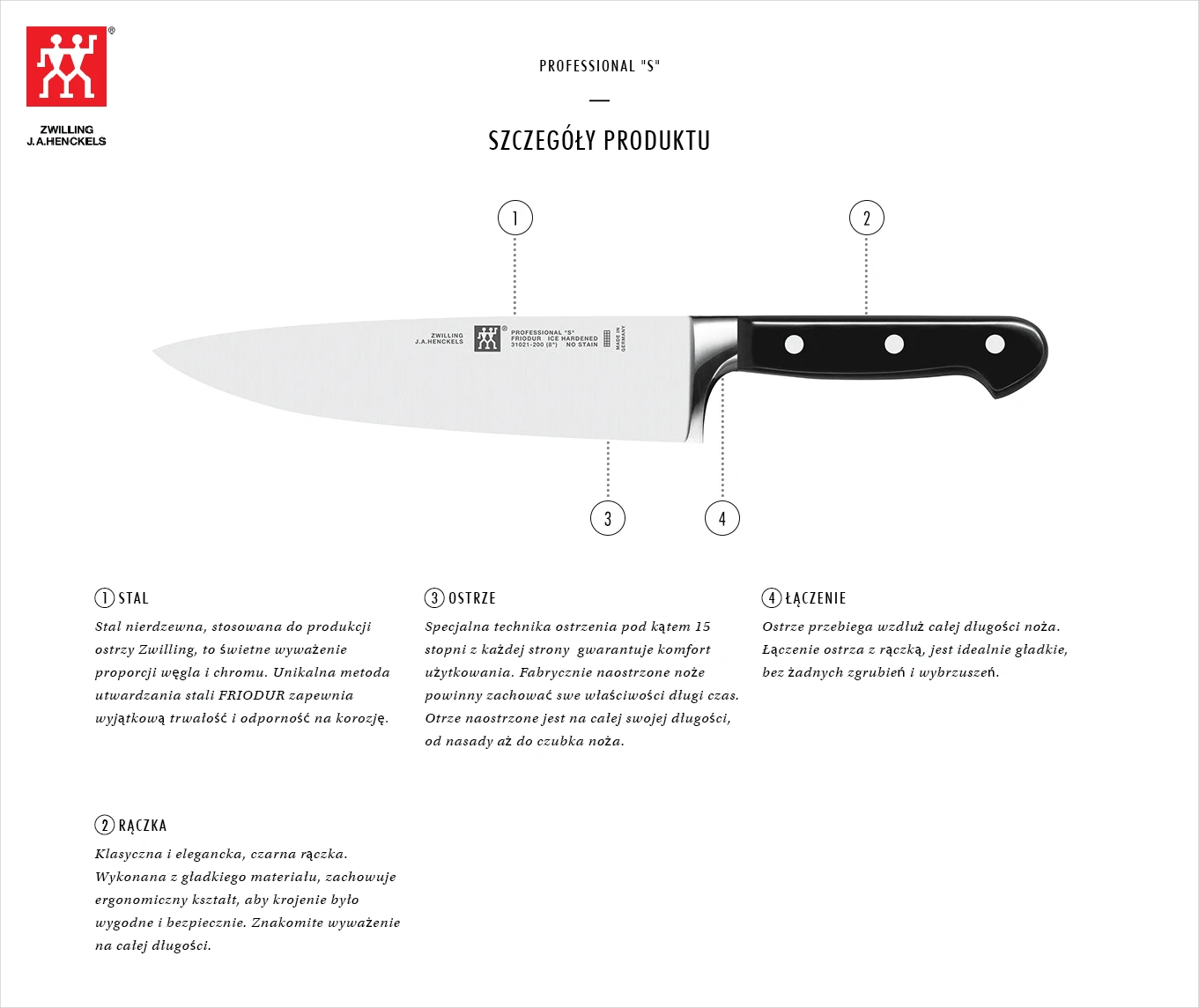 ZWILLING PROFESSIONAL S 5 peilių rinkinys mediniame bloke aprašymas - Prekės nuotrauka