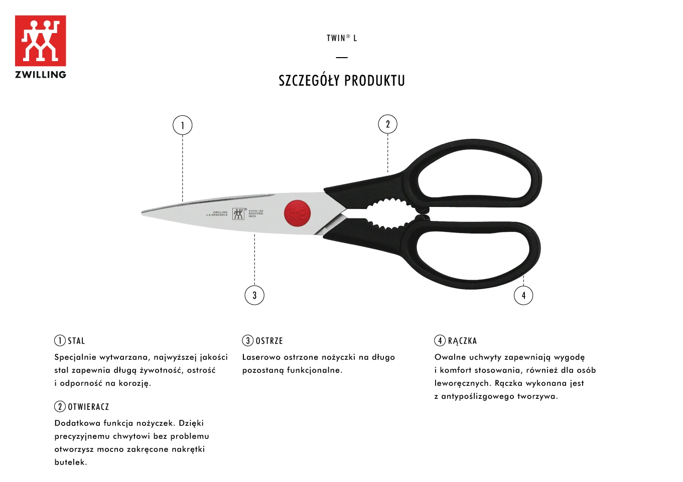 ZWILLING TWIN L Daugiafunkcinės žirklės 23 cm aprašymas - Prekės nuotrauka