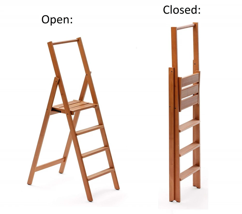 Arredamenti Italia ARREDAMENTI KIMORA 4 Medinės kopėčios - 141 cm, rudos, 48 cm