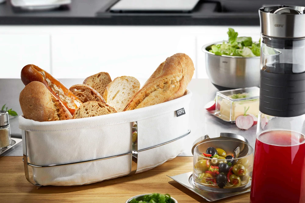 GEFU BUNCH Ovalus duonos krepšelis, balt