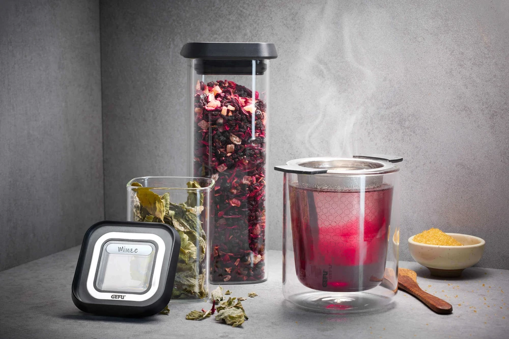 GEFU PANTRY Stačiakampio formos Konteineris Juoda, Permatomas 4 vnt