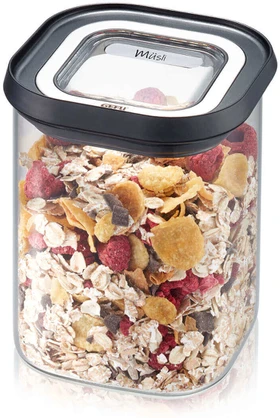 GEFU PANTRY Stačiakampio formos Konteineris Juoda, Permatomas 4 vnt