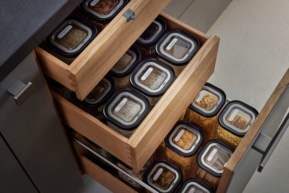 GEFU PANTRY Stačiakampio formos Konteineris Juoda, Permatomas 4 vnt