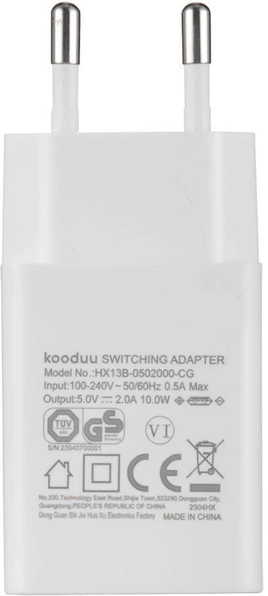 KOODUU Įkroviklis jungiama į tinklą USB - Baltas