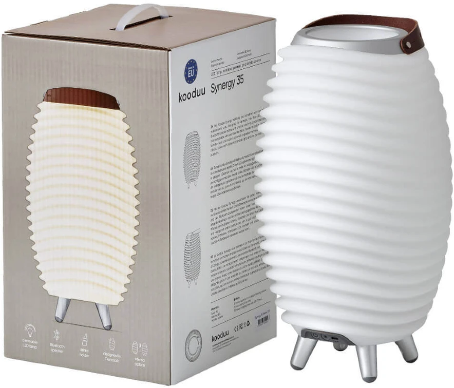 KOODUU SYNERGY 35 LED lempa su garsiakalbiu ir gėrimų aušintuvu - 41 x 24 cm, balta