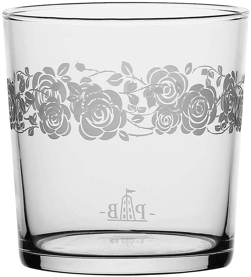 La Porcellana Bianca 6 storadugnių stiklinių rinkinys Babila Roses - skaidrus, 350 ml