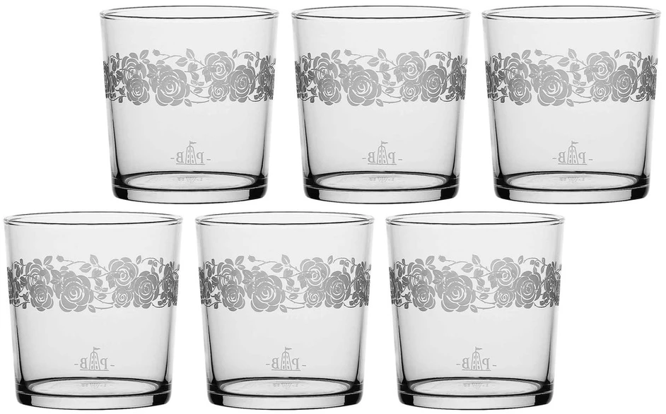 La Porcellana Bianca 6 storadugnių stiklinių rinkinys Babila Roses - skaidrus, 350 ml