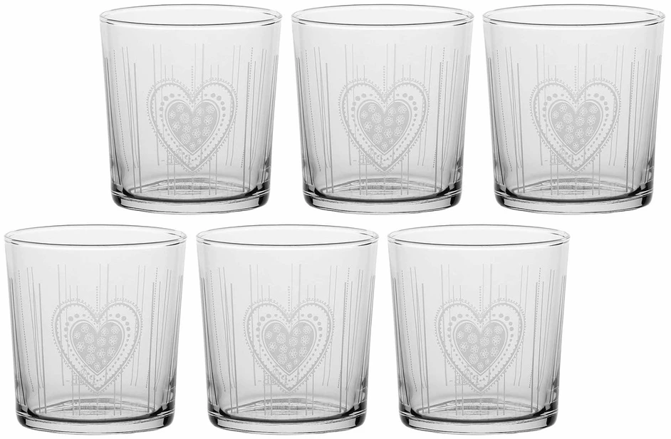 LA PORCELLANA BIANCA BABILA Rinkinys 6 storadugnės širdies stiklinės 350 ml