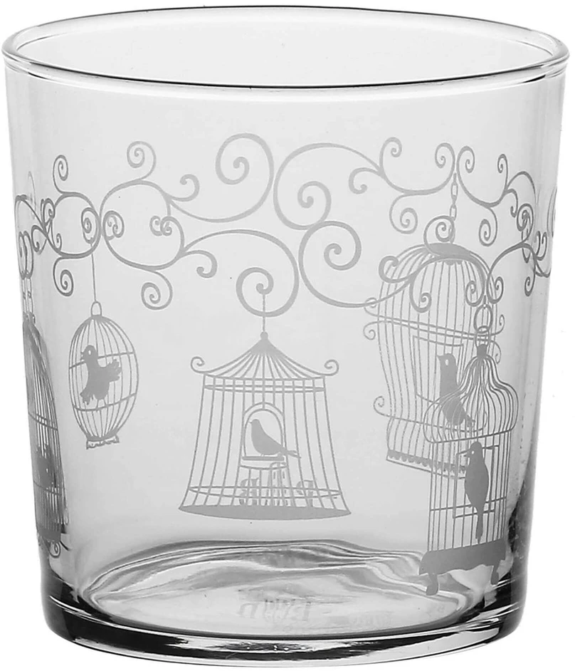 La Porcellana Bianca 6 storadugnių stiklinių rinkinys Babila Aviary - skaidrus, 350 ml