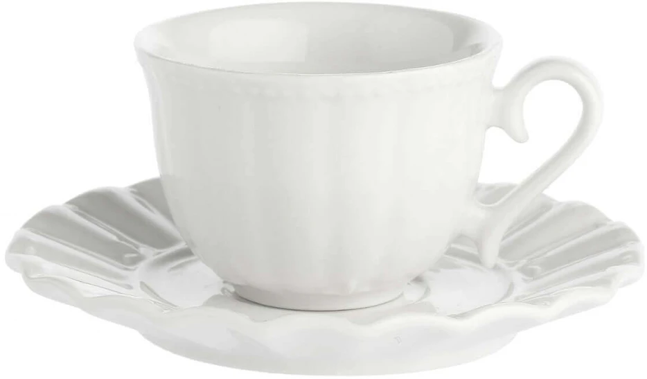 La Porcellana Bianca Rinkinys 6 filiżanek do kawy ze spodkiem ducale - balta, 80 ml