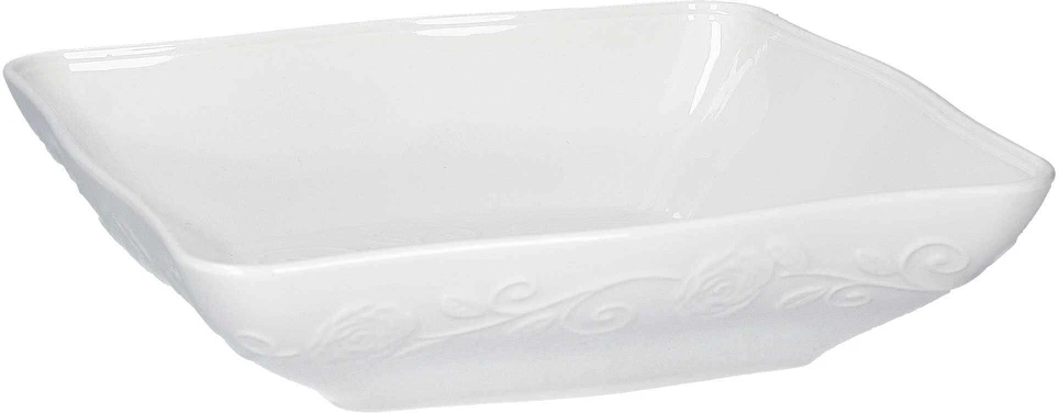 La Porcellana Bianca 6 kvadratinių seklių Florentina dubenėlių rinkinys – baltos spalvos, 22 cm