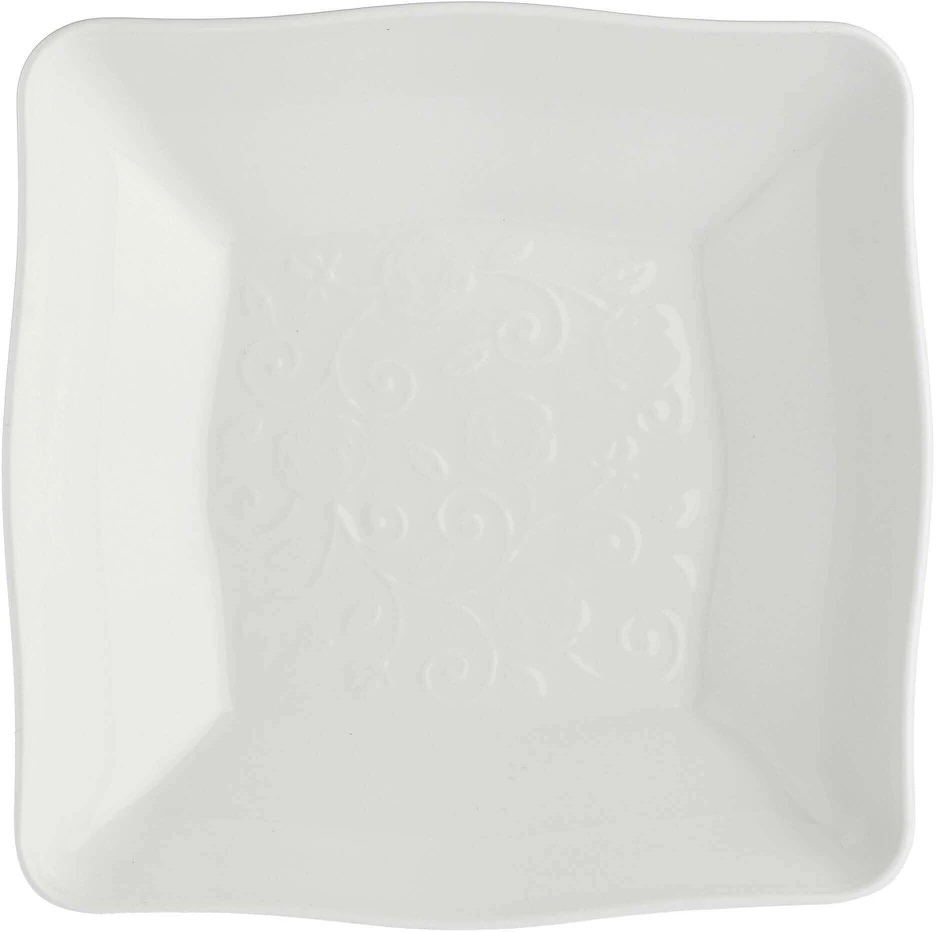 La Porcellana Bianca 6 kvadratinių seklių Florentina dubenėlių rinkinys – baltos spalvos, 22 cm