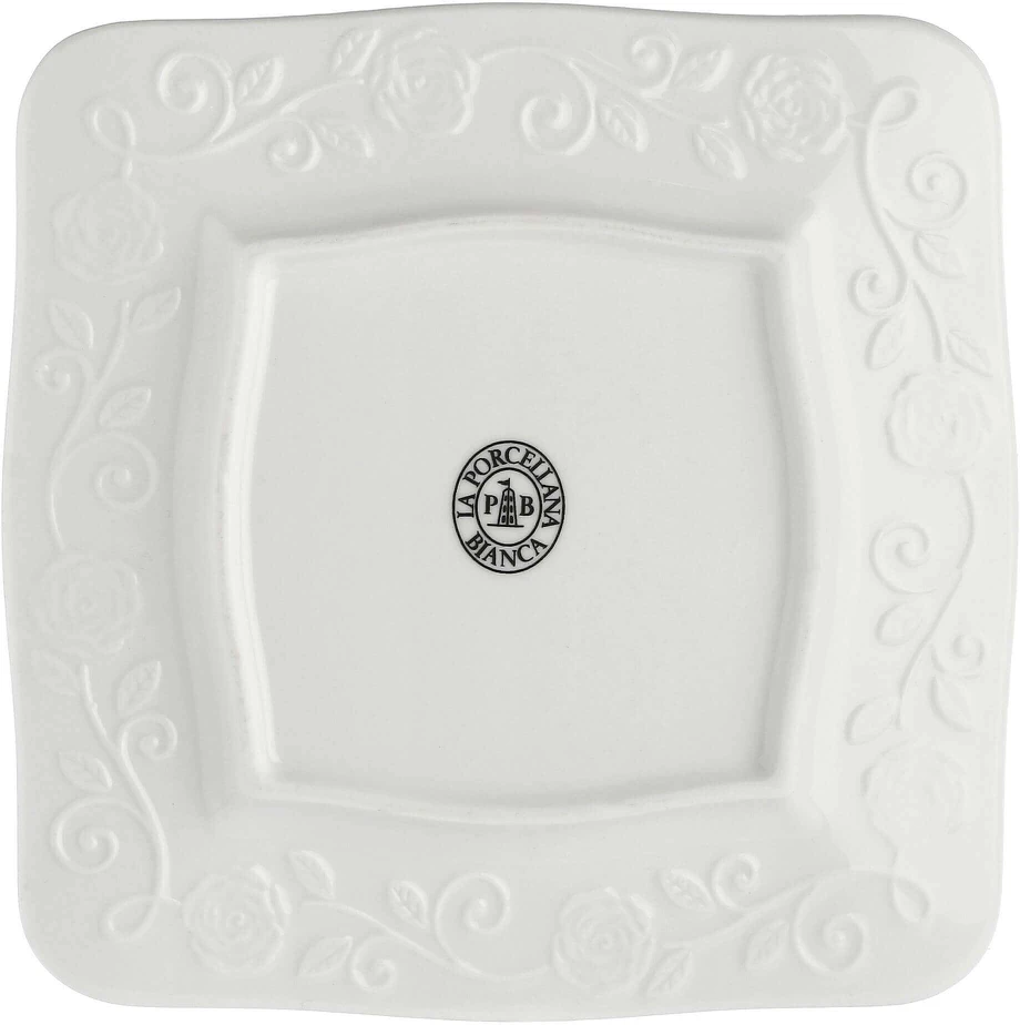 La Porcellana Bianca 6 kvadratinių lėkščių rinkinys „Florentina“ – baltos spalvos, 20 cm