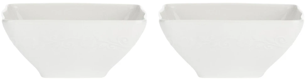 La Porcellana Bianca 2 gilių kvadratinių florentina dubenėlių rinkinys - balti, 22 cm