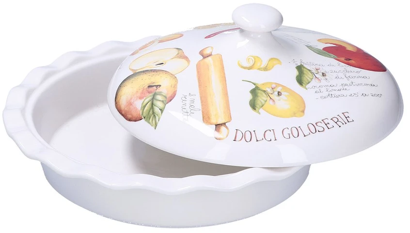 NPC Polska La Porcellana Bianca Goloserie obuolių pyrago lėkštė su dangteliu 27 cm