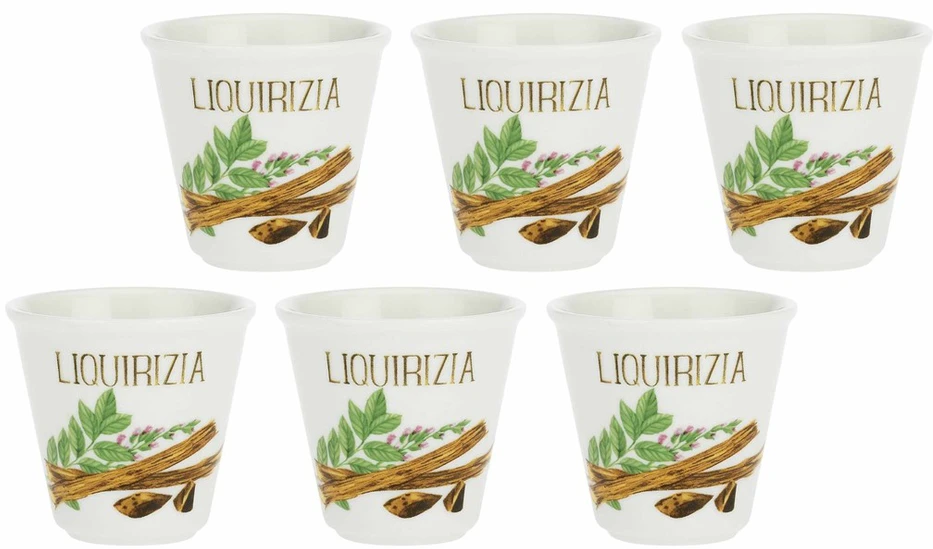 LA PORCELLANA BIANCA LIQUORELLI 6 stiklinių rinkinys likeriui liquirizia 75 ml