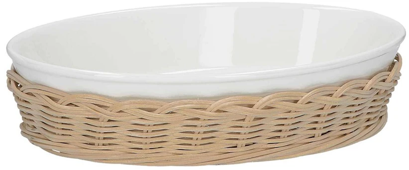 La Porcellana Bianca Pintas krepšelis ovaliam midollino kepimo indui - rudas, 30 cm