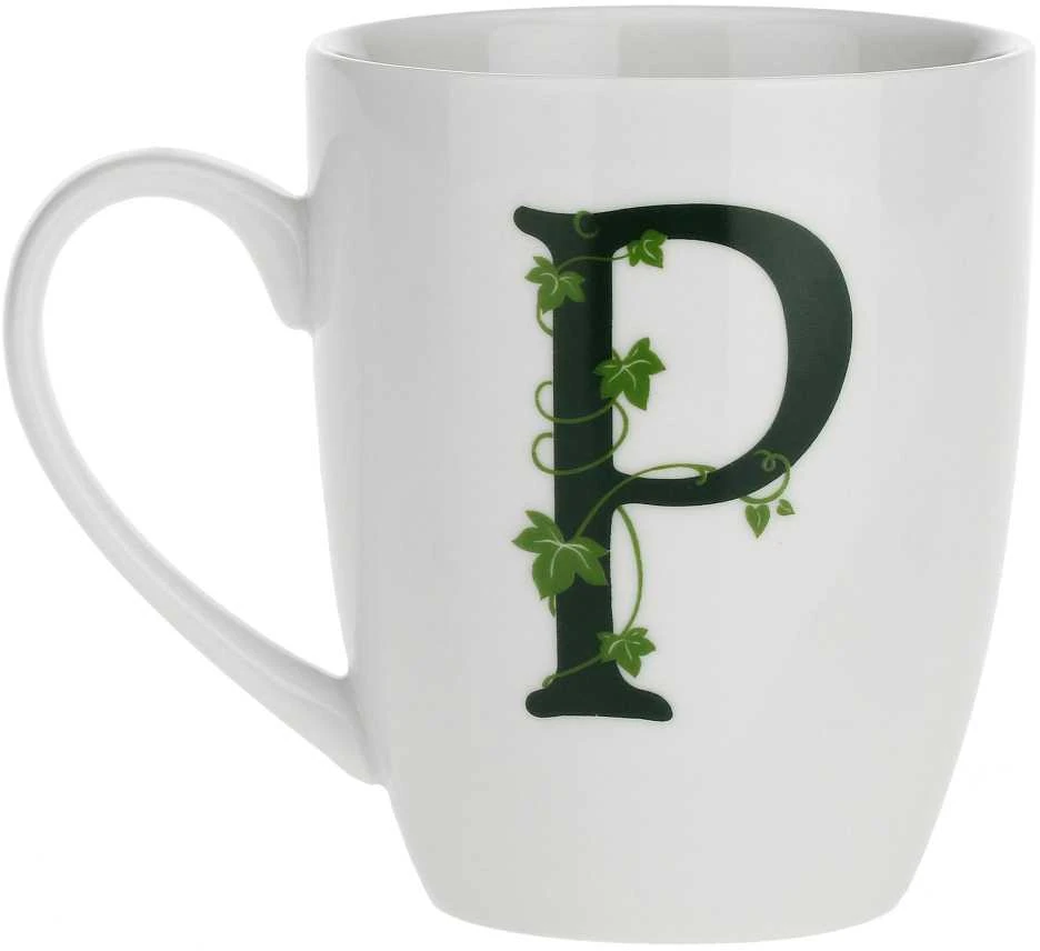 LA PORCELLANA BIANCA ATUPERTU Puodelis su laikikliu 380 ml, Wzór P