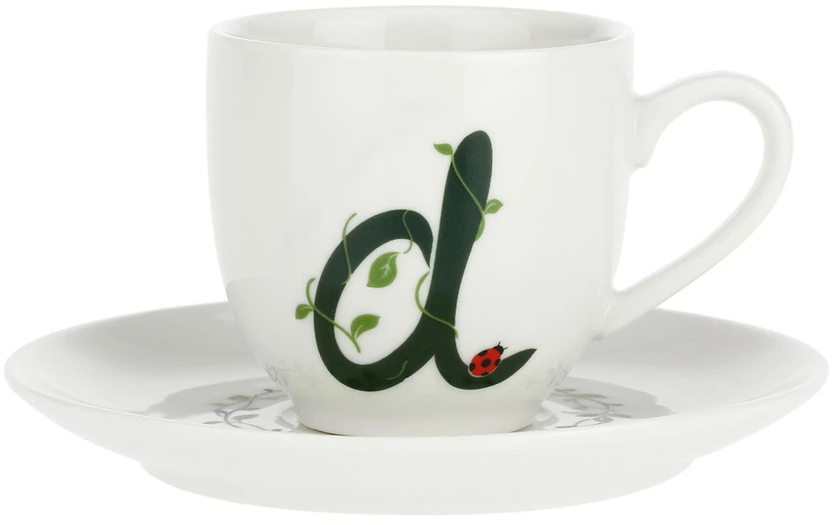 LA PORCELLANA BIANCA SOLOTUA Puodelis ir lėkštė 90 ml, Design D