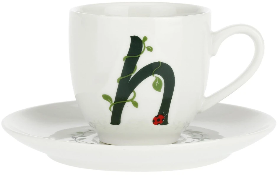 LA PORCELLANA BIANCA SOLOTUA Puodelis ir lėkštė 90 ml, Design H